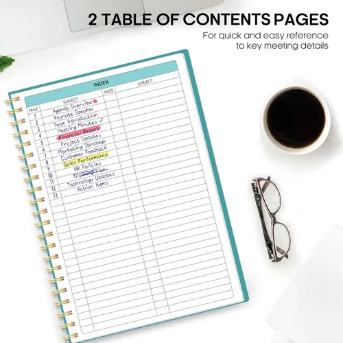 Miniatura 3 de Taja Cuaderno de reuniones para la organización del trabajo, planificador de trabajo con artículos de acción, agenda para tomar notas, 160 páginas
