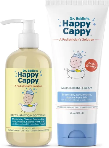 Miniatura 8 de Happy Cappy Paquete de champú para bebés, gel de baño y crema hidratante – Eczema Body Wash y loción para niños y niños pequeños, ayuda