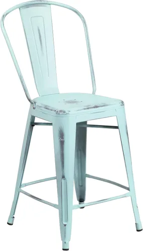 Miniatura 13 de Taburete de metal de interior y exterior de Flash Furniture, Metal, Plateado