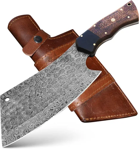 Miniatura 2 de Cuchillo de acero de Damasco hecho a mano de 12 pulgadas Chopper Edc - Cuchilla con funda - Mppn-8667