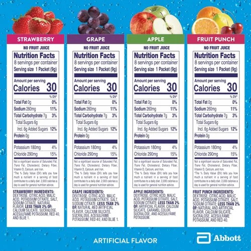 Miniatura 2 de Pedialyte Polvo de electrolitos Bebida de hidratación para niños y adultos Paquete variado: uva, ponche de fruta de fresa y manzana, 8 paquetes