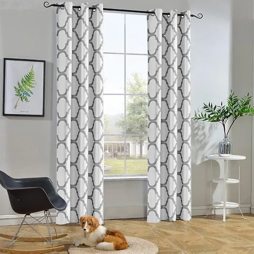 Miniatura 19 de Melodieux - Cortina opaca con aislamiento térmico y ojales, de estilo marroquí, 100 x 84 pulgadas, color gris (1 panel)