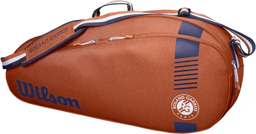Wilson Roland Garros Team - Bolsa para raqueta de tenis, color arcilla/azul marino, capacidad para hasta 3 raquetas