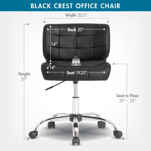 Miniatura 2 de Calico Designs - Silla de oficina moderna sin brazos con cresta negra, silla giratoria de oficina, silla de escritorio, silla de computadora