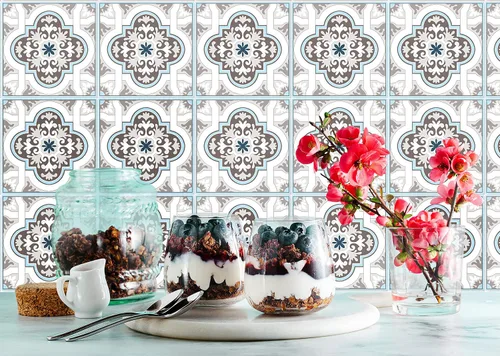 Miniatura 15 de IRI-GIRI Adhesivos para azulejos de loseta en muro Calcomanías de pared de vinilo impermeables de 4 x 4 pulgadas para cocina y baño Azulejos