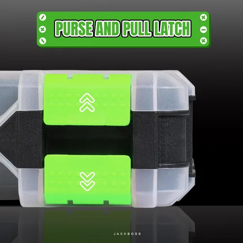 Miniatura 4 de Jack Boss Caja de herramientas con tapa transparente, caja organizadora de 34 compartimentos de doble cara con divisores extraíbles para herrajes