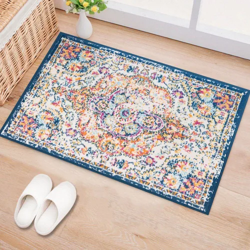 Rugshop - Alfombra bohemia envejecida clásica para sala de estar, dormitorio, comedor, entrada, oficina – Diseño tribal vibrante multicolor, 2 pies