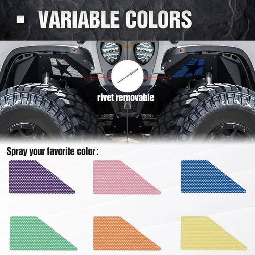Miniatura 3 de YZONA Protectores de guardabarros interiores delanteros compatibles con Jeep Wrangler JK y JKU Unlimited Sport Sahara Rubicon 2007-2018, protectores
