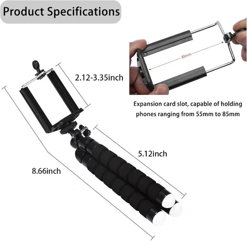 Miniatura 2 de Trípode de esponja con soporte flexible con inalámbrico Mini sponge tripod, made of thicker premium metal, flexible and rotatable, mobile phones