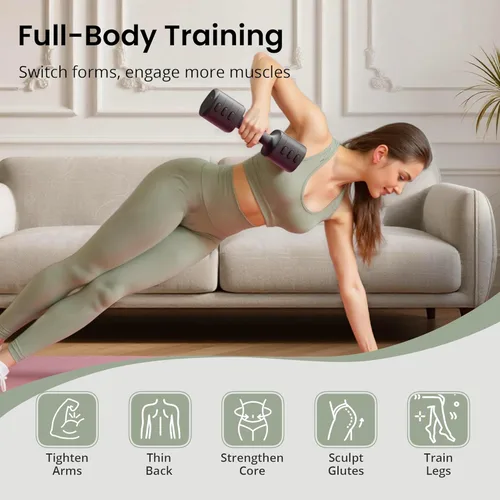 Miniatura 5 de Juego de mancuernas ajustables 2 en 1 para mujer, 4 niveles (2.2 libras a 12.1 libras), pesas de gimnasio en casa para mujeres en casa, mancuernas