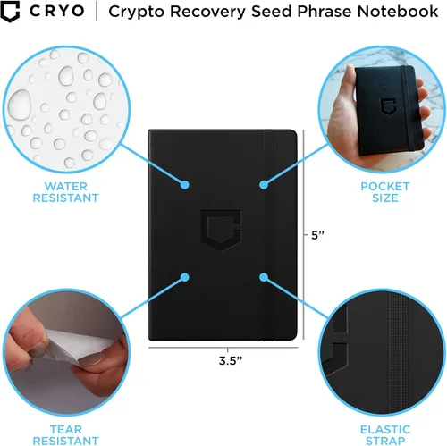 Miniatura 2 de CRYO Cuaderno de almacenamiento de frases criptográficas – Impermeable Bitcoin Recovery Phrase Crypto Password Keeper – 12 a 24 Word Cold Wallet