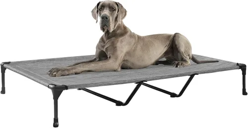Miniatura 9 de Veehoo Outdoor Elevated Dog Bed for Large Dogs, Cooling Raised Dog Cot Off Ground Hammock Pet Beds with Breathable Mesh, No-Slip Feet, 50"x32