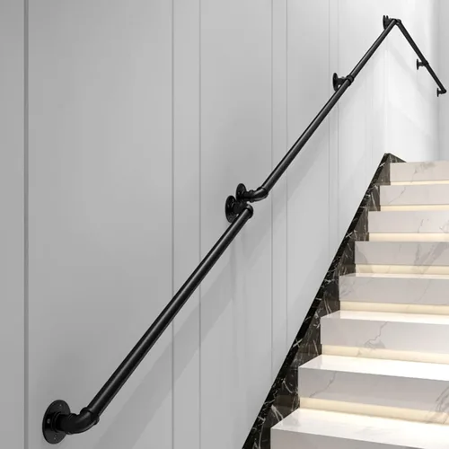 Miniatura 3 de Barandilla Industrial de 1 Pie para Escaleras con Montaje en Pared, Pasamanos de Escalera con Tubo de φ1.3" para Escalones, Barra de Agarre
