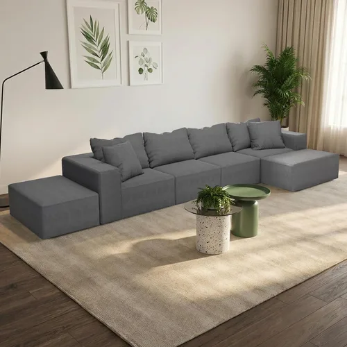 Miniatura 10 de Sofá modular en forma de L de 170 pulgadas, sofá de chenilla Cloud con 6 almohadas, sofá personalizable sin montaje para sala de estar y dormitorio