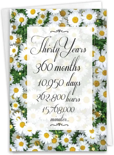 NobleWorks Tarjeta de felicitación de 30 aniversario (compañero de trabajo) con sobre de 5 x 7 pulgadas para hombres, mujeres (1 tarjeta), cuenta de