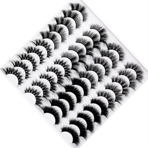 Miniatura 151 de Pooplunch - Pestañas postizas finas de visón sintético, estilo ojo de gato, naturales, cruzadas, tipo racimo, efecto 8D de volumen, tiras