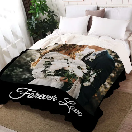 Miniatura 3 de Mantas personalizadas con fotos, regalos personalizados para parejas para esposa, marido, novia, novio, manta con imagen personalizada "I Love You