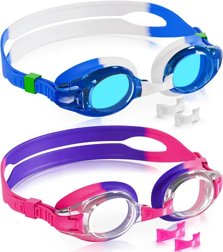 Miniatura 12 de Aegend - Paquete de 2 gafas para niños, gafas de natación para niños de 4 a 16 años, niños y niñas jóvenes, gafas de piscina antivaho, impermeables