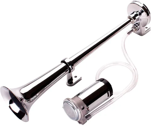 Miniatura 3 de FARBIN Kit de bocina de aire de 12 V 150 db, Super Loud de 18 pulgadas de zinc cromado individual trompeta de camión bocina de aire con compresor