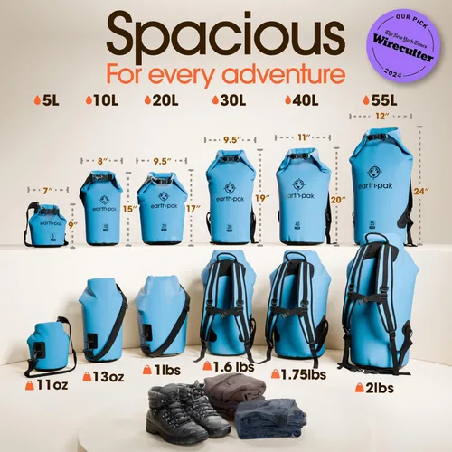 Miniatura 2 de Earth Pak Bolsa Seca Impermeable - Mochila Impermeable de Cierre Enrollable Superior Mantiene el Equipo Seco para Kayak con Funda Impermeable