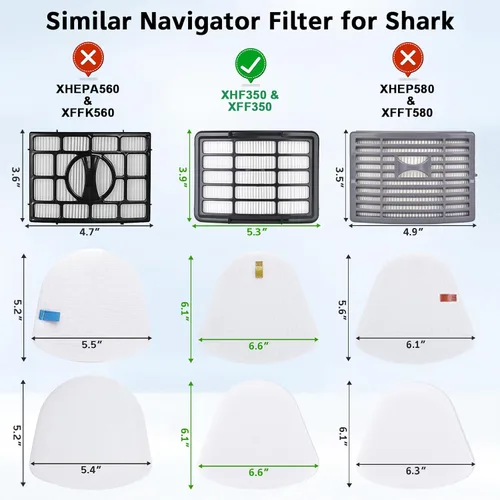 Miniatura 2 de Anewise Filtro de repuesto de vacío para Shark Navigator Lift-Away ZU503AMZ, NV350, NV351, NV352, NV355, NV356, NV357, NV358, NV360, UV540, UV440, 2