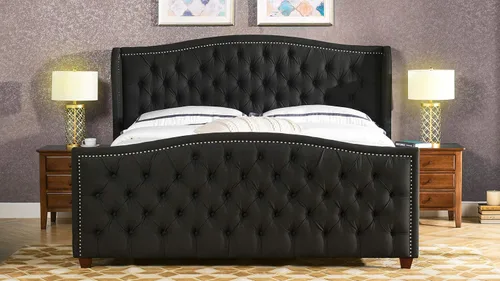 Miniatura 12 de Jennifer Taylor Home Marcella - Cama con respaldo copetudo y orejero, King, blanco brillante Poliéster blanco brillante