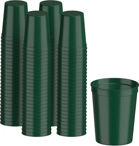 Miniatura 34 de PartyPrints Paquete de 100 vasos de plástico en blanco reutilizables de 10 a 12 onzas, vasos de estadio a granel, sin BPA, aptos para lavavajillas