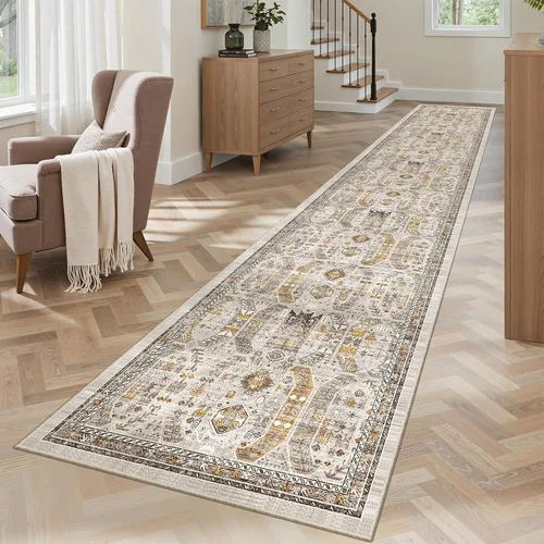 Miniatura 96 de Madane Tapete lavable de 2 x 10 pies para pasillo, cocina, recibidor, clásico, suave, antideslizante para interiores, casa de campo, baño, sala