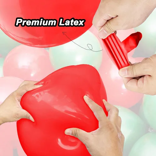 Miniatura 4 de 100 globos rojos de 12 pulgadas y globos verde oscuro para decoraciones de fiesta de cumpleaños y Navidad