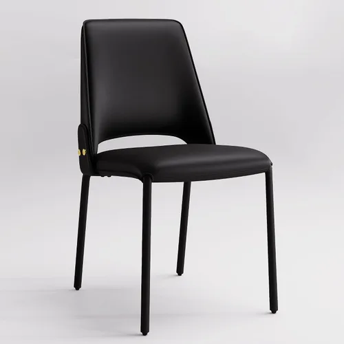 Miniatura 8 de YOUNIKE Black Luxury Modern Dining Chair Upholstered Faux Leather Comfy Kitchen Chair Single Armless Dining Room Accent Chair with Back for