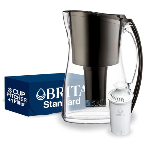 Jarra con filtro de agua Brita Marina, 8 vasos, Negro