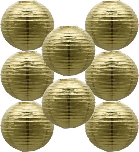 Miniatura 47 de Linternas de papel doradas chinas, japonesas, colgantes, redondas, para decoración de fiesta de Año Nuevo y Año Nuevo Lunar (12 unidades)