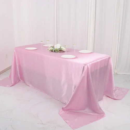 Miniatura 3 de BalsaCircle Mantel rectangular de satén beige de 90 x 132 pulgadas para mesa de boda, fiesta, recepción, eventos, cocina y comedor