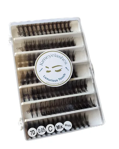 1000 extensiones de pestañas postizas en abanico Wispy 0.05 0.07 longitudes mixtas 10-16mm 5D 7D pestañas de volumen abanicos sueltos C D rizado