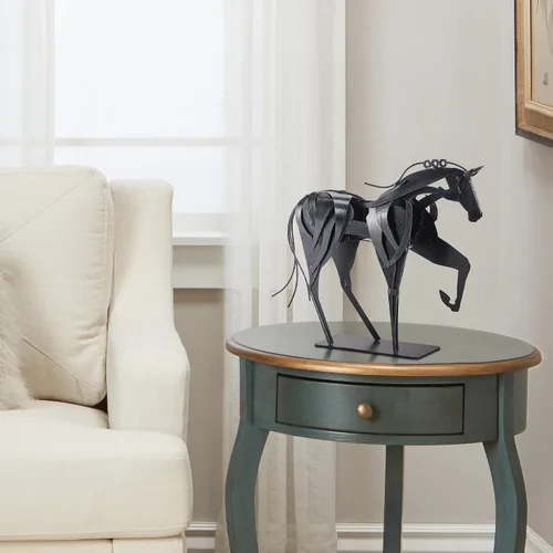 Miniatura 5 de SunBlogs Art Estatua de caballo hecha a mano - Decoración rústica única para oficina y hogar - Escultura de metal pintada a mano - Regalo artesanal