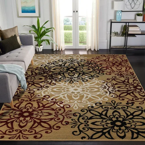 Miniatura 9 de SUPERIOR – Alfombra de área contemporánea de la colección Leigh - Alfombra moderna de 5/16 de pulgada (8 mm) de pelo con diseño de medallón floral