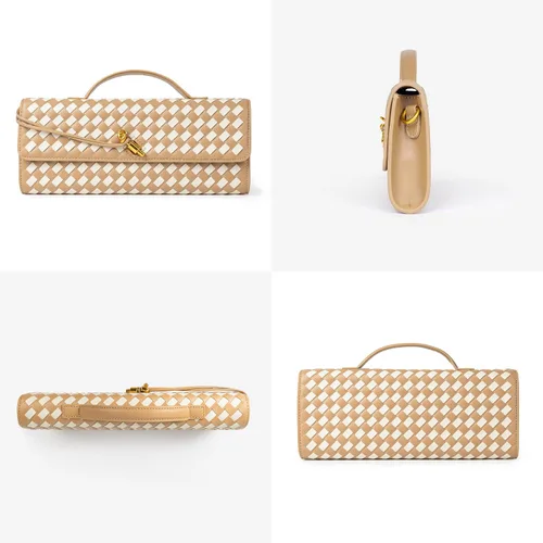 Miniatura 3 de Joryin Bolso tejido para mujer, bolso de mano de cuero tejido, bolso cruzado, bolso formal de noche, cuero vegano