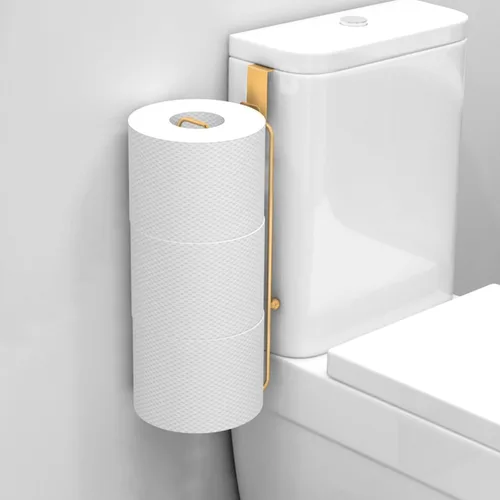 Conworld Soporte de Papel Higiénico Dorado de Níquel Cepillado para 3 Rollos de Papel Higiénico, 1 Paquete Almacenamiento de Papel Higiénico de Baño
