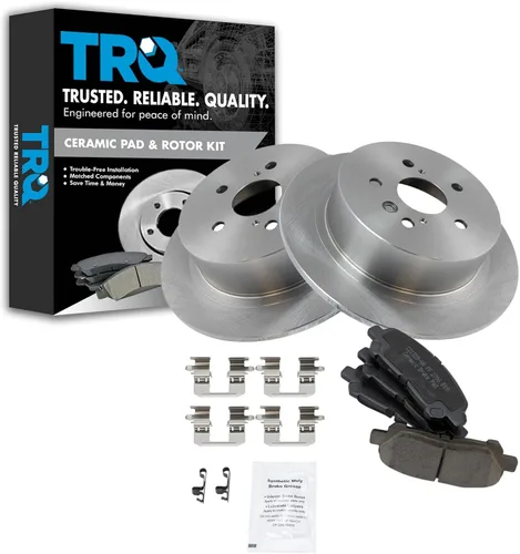 Miniatura 63 de TRQ Kit de rotor de freno trasero y pastillas de cerámica Posi premium compatible con camioneta Chevy GMC