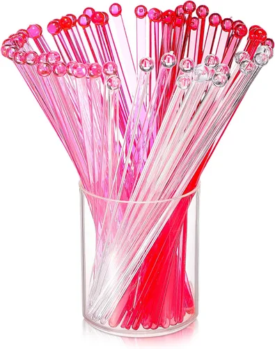 Miniatura 8 de Mudder 100 unidades desechables de plástico redondo superior cristal Swizzle Sticks (dorado)