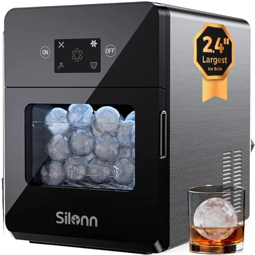 Miniatura 25 de Silonn - Máquina de hielo para encimera, máquina de hielo portátil con asa de transporte, máquinas de hielo autolimpiables con cesta y cuchara, 9