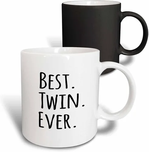 Miniatura 10 de 3dRose Best Twin Ever - Taza de 11 onzas, color negro