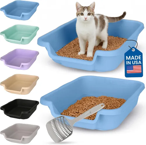 Miniatura 48 de KittyGoHere - Caja de arena para gatos mayores, sartén pequeña con cuchara jumbo de mango largo, caja de arena para gatos de entrada baja, ligera