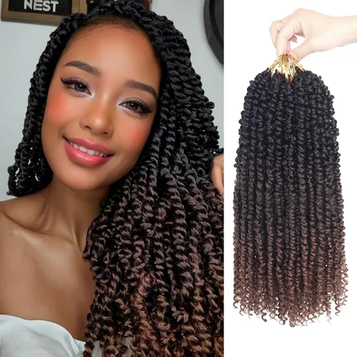 Miniatura 53 de Bileaf Cabello de Ganchillo Passion Twist Pre-retorcido de 10 Pulgadas, 8 Paquetes de Ganchillo Passion Twist, Cabello Corto Passion Twist