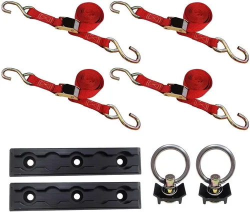 Miniatura 13 de Mega Cargo Control - Hebilla de leva resistente de 1" x 6' con ganchos S recubiertos de negro - WLL 400 lbs. Paquete de 4