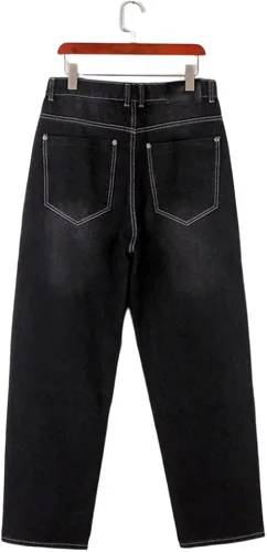 Miniatura 6 de BUYDUAL Pantalones de mezclilla holgados Y2k para hombre, ajuste holgado, estilo hip hop, vintage, holgados, pantalones de mezclilla de moda