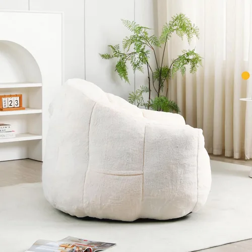 Miniatura 9 de mikibama Puf de 41.4 pulgadas con brazos, cómodas sillas de puf de piel sintética sin hueso para adultos y niños, sofá de suelo con canales