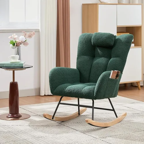 Miniatura 9 de Mecedora para guardería, mecedora tapizada para bebé, silla de lectura con respaldo alto, sillas cómodas para sala de estar, dormitorio, enfermería