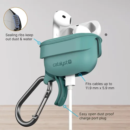 Miniatura 4 de Catalyst Funda impermeable para AirPods 4, protección contra caídas para Apple AirPods de 4ª generación con mosquetón, funda de silicona de carga A4