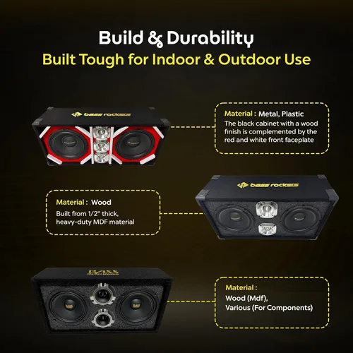 Miniatura 4 de Bass Rockers Caja de Chuchera Cargada de 6.5" con Altavoces de 6.5" para Exteriores, Hogar y Tweeters de 800W - Mejor para Vehículos UTV, ATV